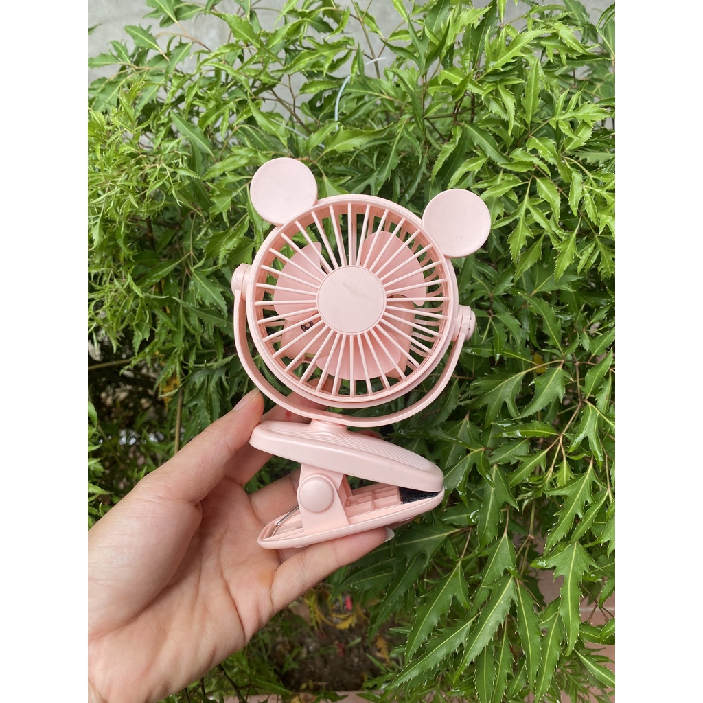 Quạt Kẹp bàn mini, Quạt Kẹp xe Đẩy xoay 720 độ, pin 3h