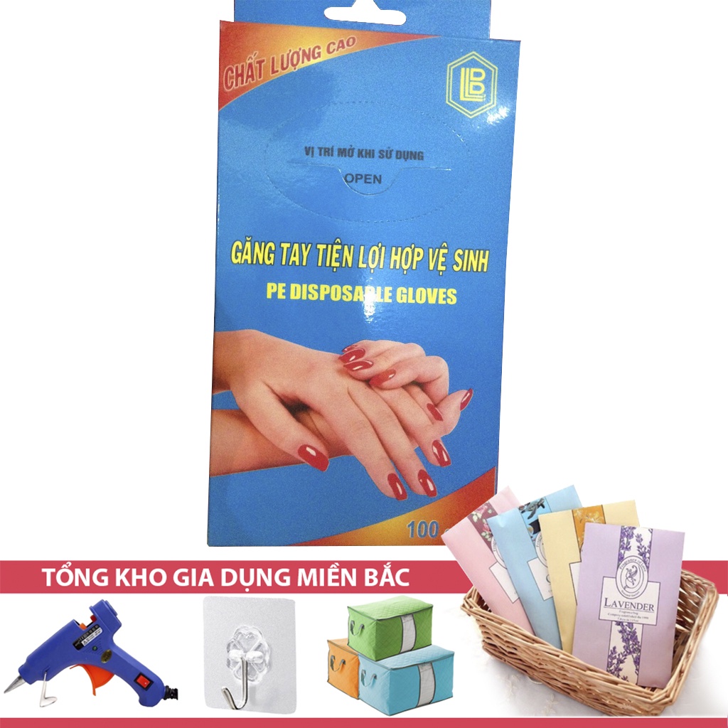 [Tổng Kho Sỉ] [GIA HUY DIET] Hộp 90 Bao Găng Tay Nilon Tiện Dụng Xanh TH002