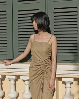 Đầm linen rút dây
