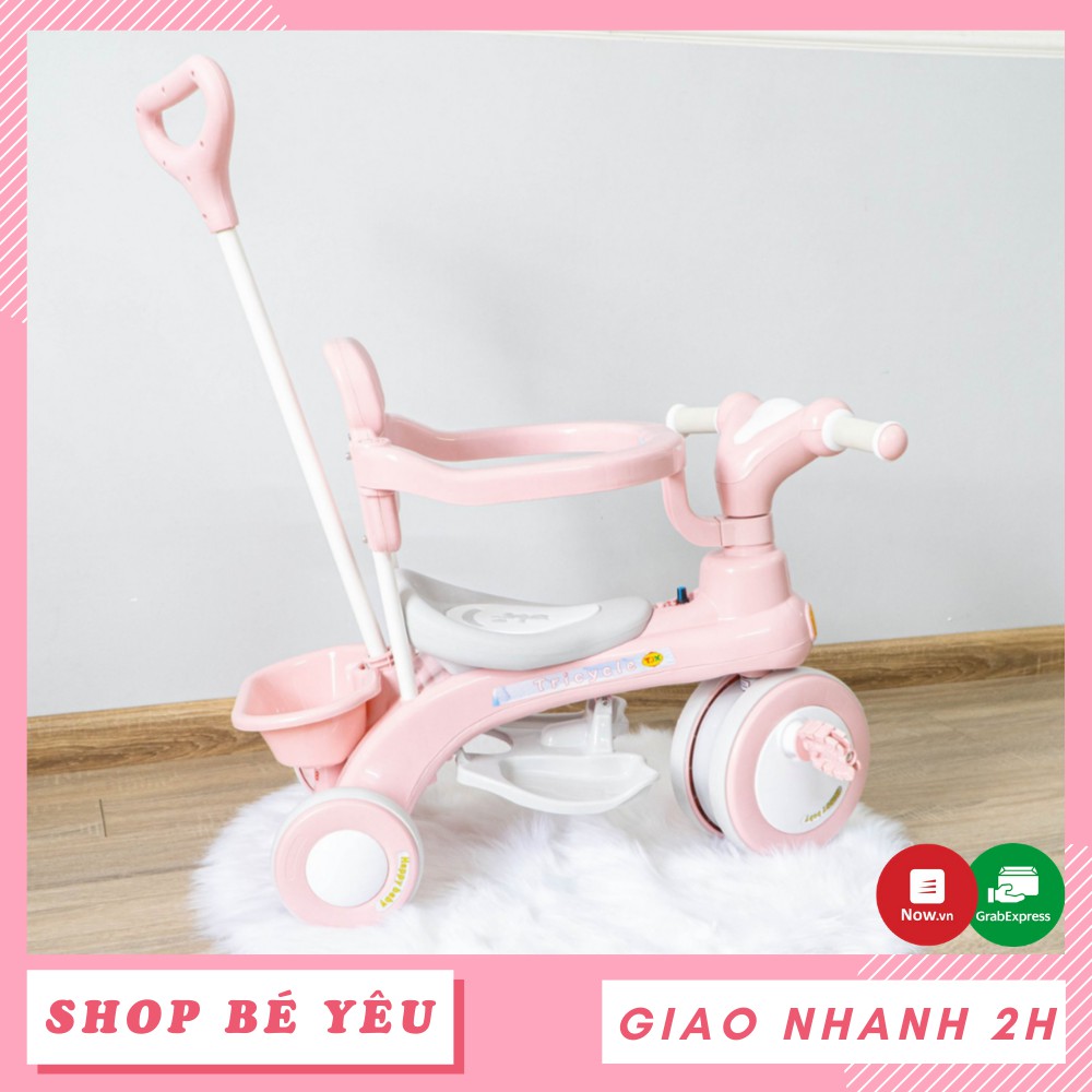 Xe đạp 3 bánh  𝑭𝒓𝒆𝒆𝒔𝒉𝒊𝒑  Xe đạp đẩy 618, xe chòi chân, xe đạp 3 bánh đa năng an toàn có khung bảo vệ - HỒNG