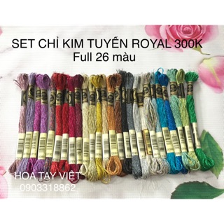 Set chỉ thêu kim tuyến cao cấp hiệu Royal 300k/26 tép