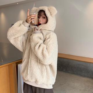 Áo Hoodie Tai Gấu Siêu Dễ Thương M-2XL
