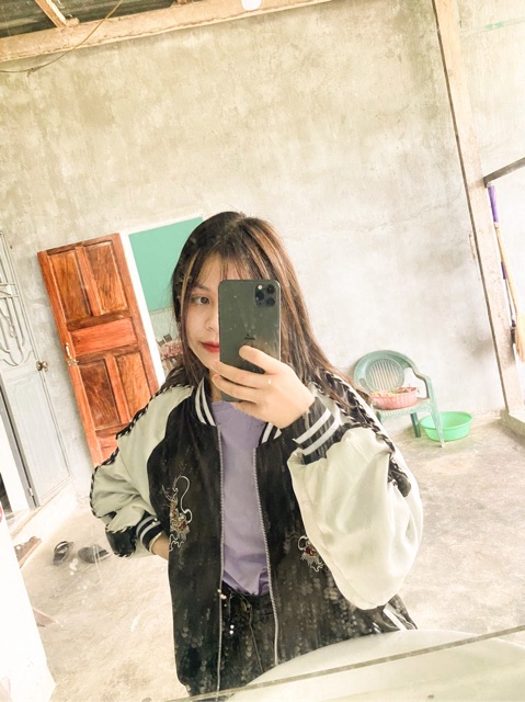 (Ảnh thật)sz M L Áo bomber thêu rồng bao chất size M L ❌❌❌ hàng siêu cấp