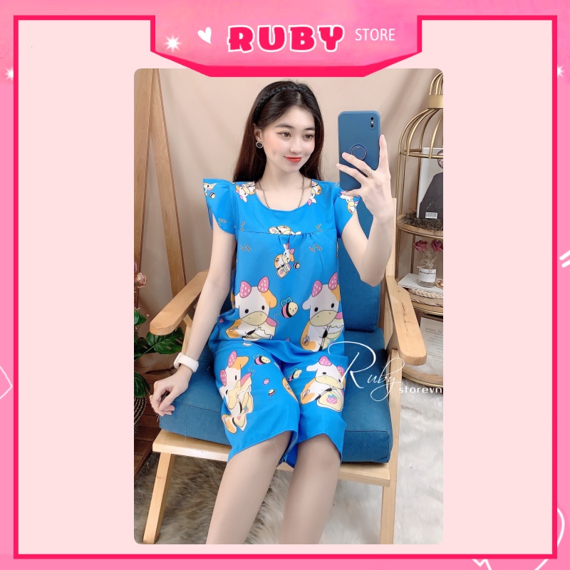 Set bộ Bò Sữa mặc nhà chất kate mềm mịn mát Free Size Dưới 47KG ❤ Rubystorevn