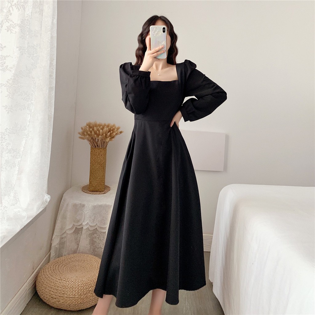 [Mã FATHANG5 giảm 10K đơn 50K] [ẢNH THẬT] - Váy ulzzang tiểu thư tay dài vintage phong cách retro- M12 - jannahouse