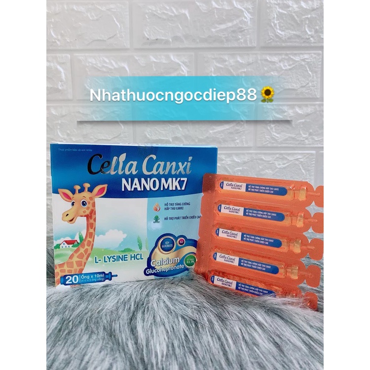 (CHÍNH HÃNG)Celia Canxi Nano MK7 Bổ sung canxi vitamin D3 cho cơ thể hỗ trợ sự phát triển chiều cao hộp 20 ống