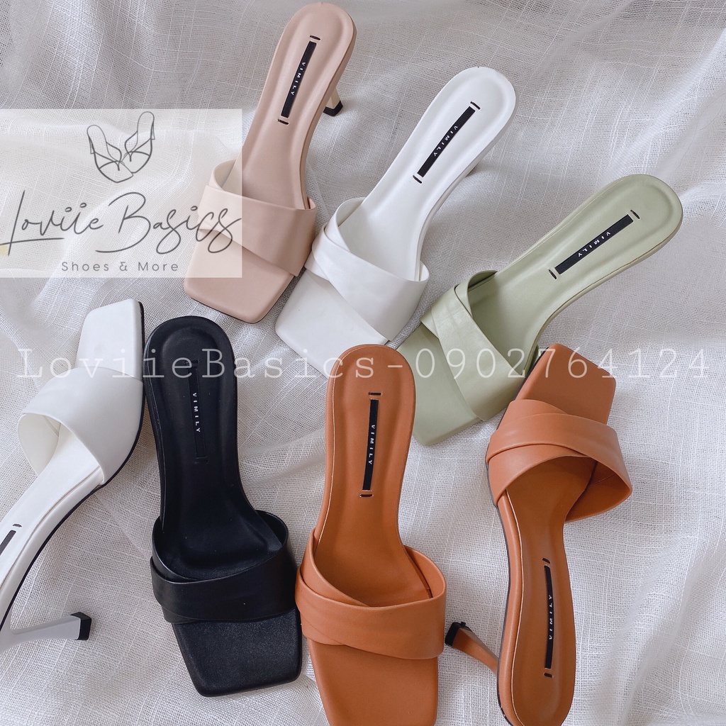 DÉP GUỐC LOVIIE BASICS - DÉP CAO GÓT NỮ THỜI TRANG - GUỐC NỮ QUAI NGANG VẠT XÉO GÓT NHỌN 5CM D210545