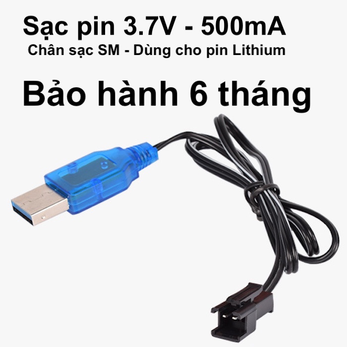 Sạc pin 3.7V Li-ion Jack SM – 2P [cắm cổng USB] dùng cho xe điều khiển, máy bay drone