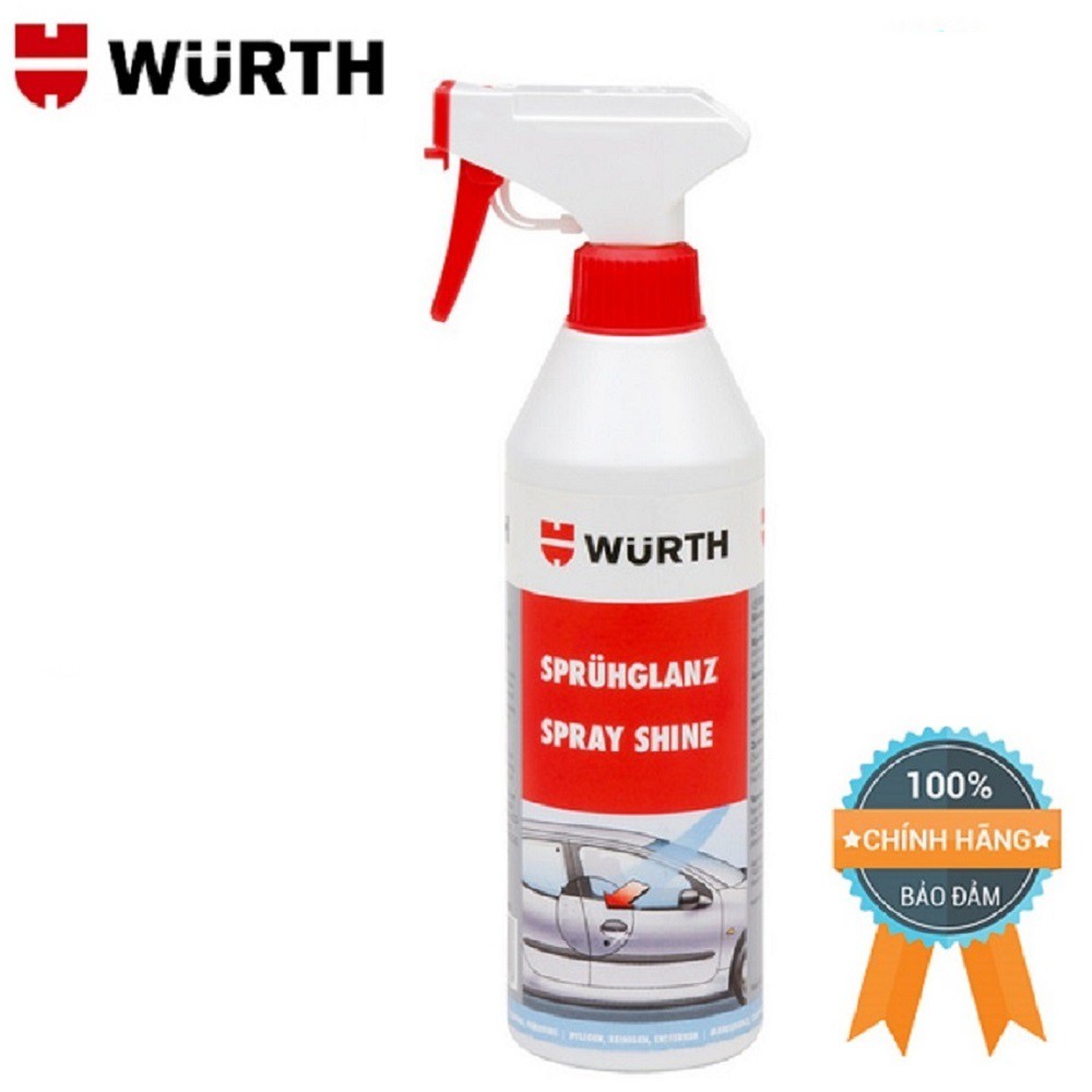 Xịt bóng sơn nhanh Wurth Spray Shine 500ml 0893011500 Cho chiếc xe đã qua sử dụng có độ bóng mới lại chỉ trong vài phút.