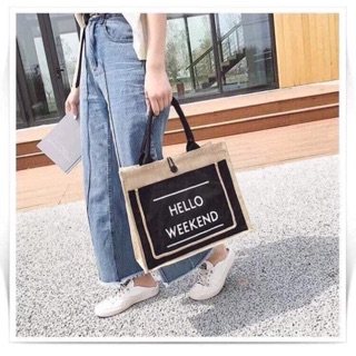 Túi cói hello weekend