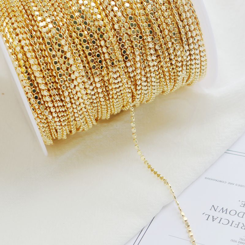 Chuỗi Hạt Hình Chữ Nhật Màu Vàng Đồng 1m 14K 2.0mm diy