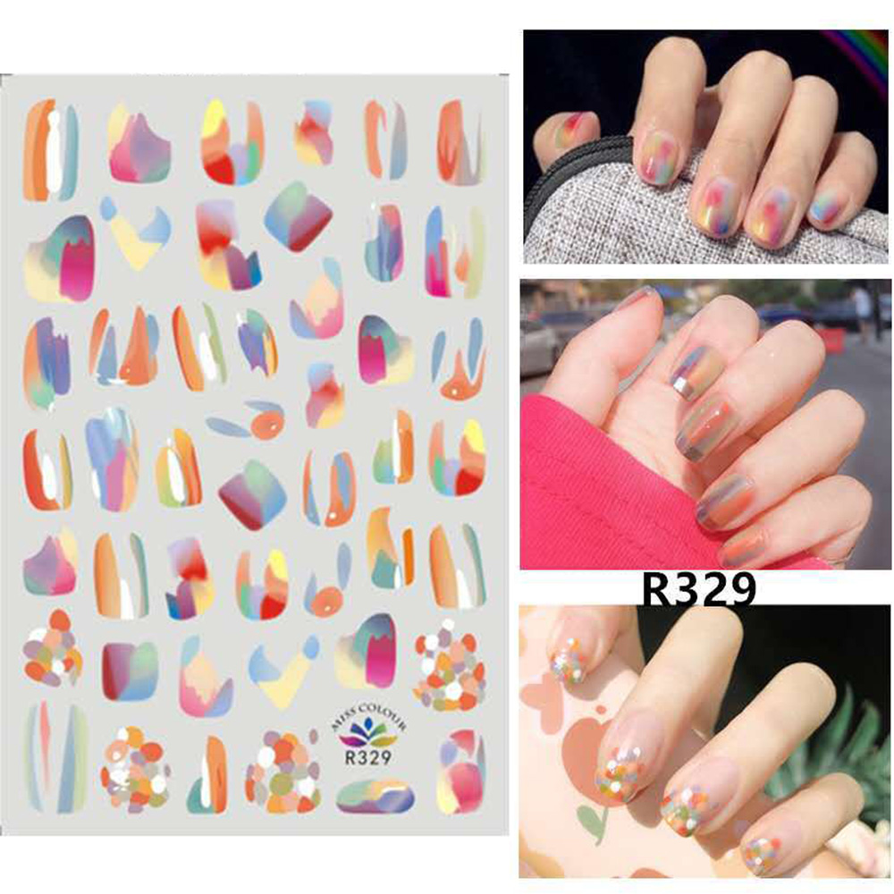Tờ Hình Dán Trang Trí Móng Tay 3D Chống Thấm Nước Nhiều Màu Sắc Thời Trang