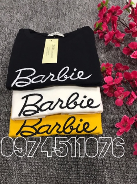 Váy đầm body nữ tay ngắn thêu chữ Barbie