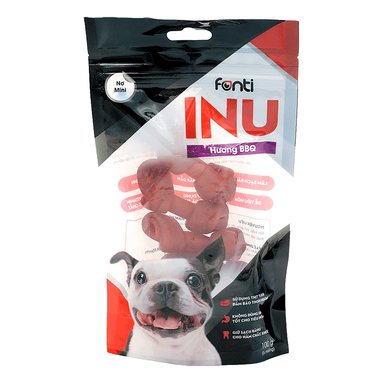 Xương gặm hình nơ cho chó Fonti INU 100gr - Petemo Pet Shop