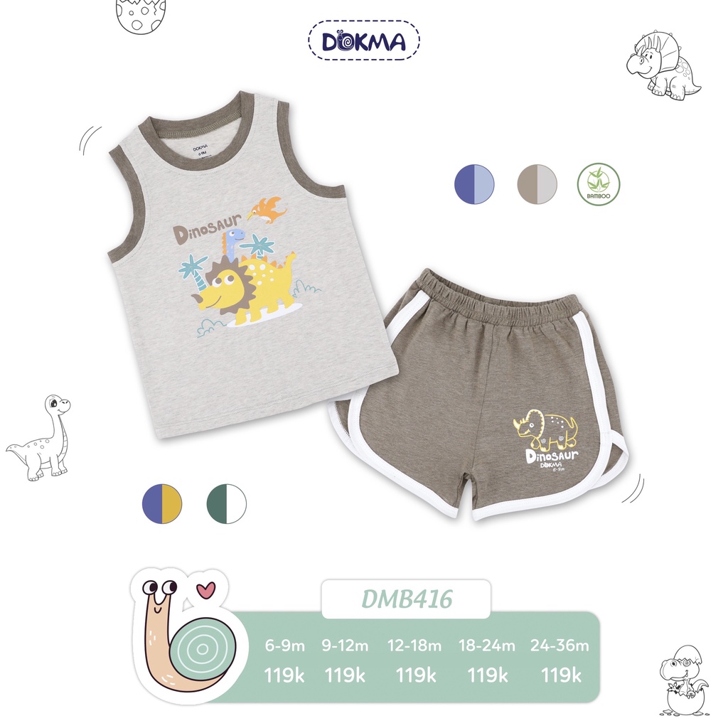 Bộ quần áo ba lỗ Dokma mới nhất cho bé từ 6 tháng đến 36 tháng tuổi