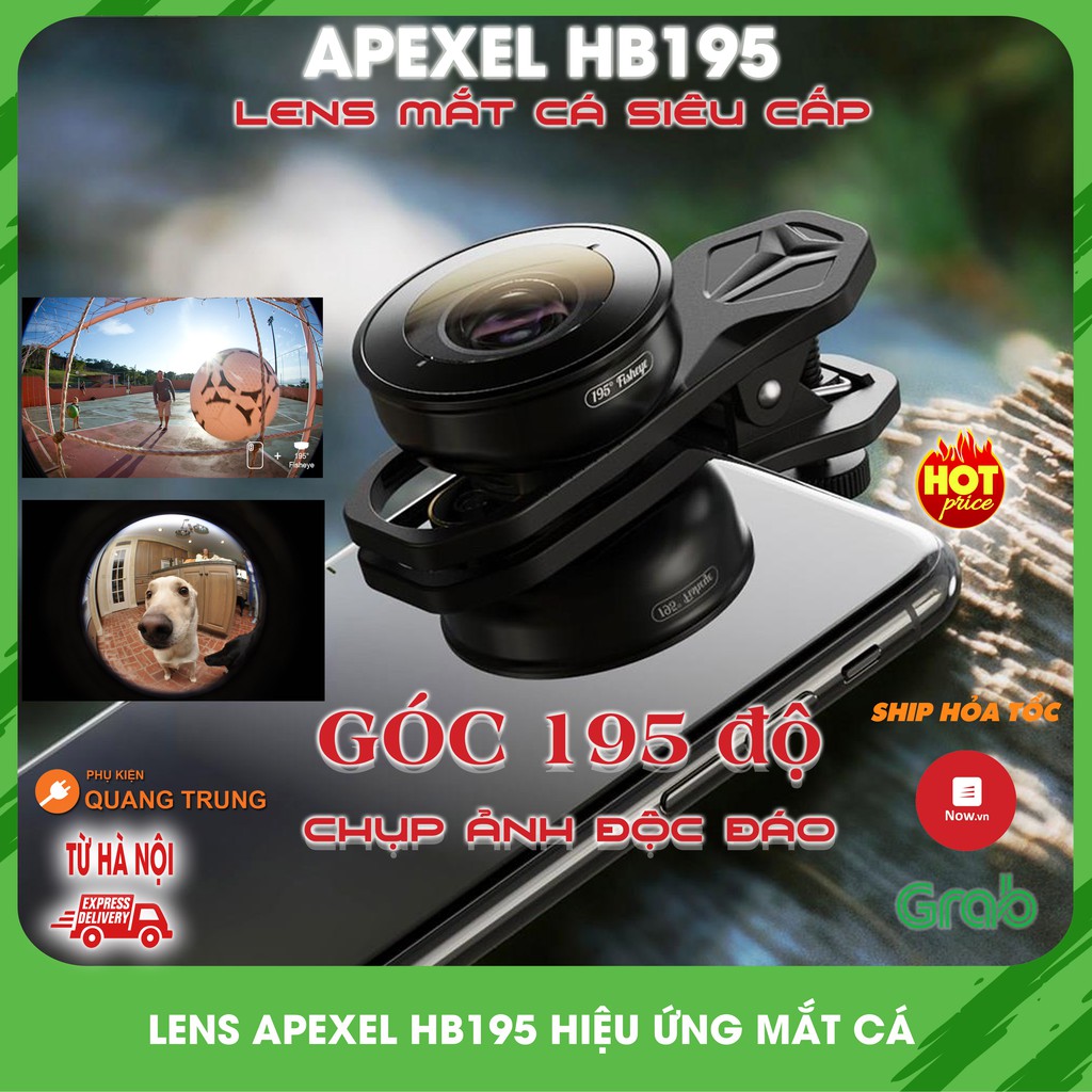 Ống kính mắt cá Apexel HB195 dành cho điện thoại,lens cho ảnh siêu nét và độc đáo