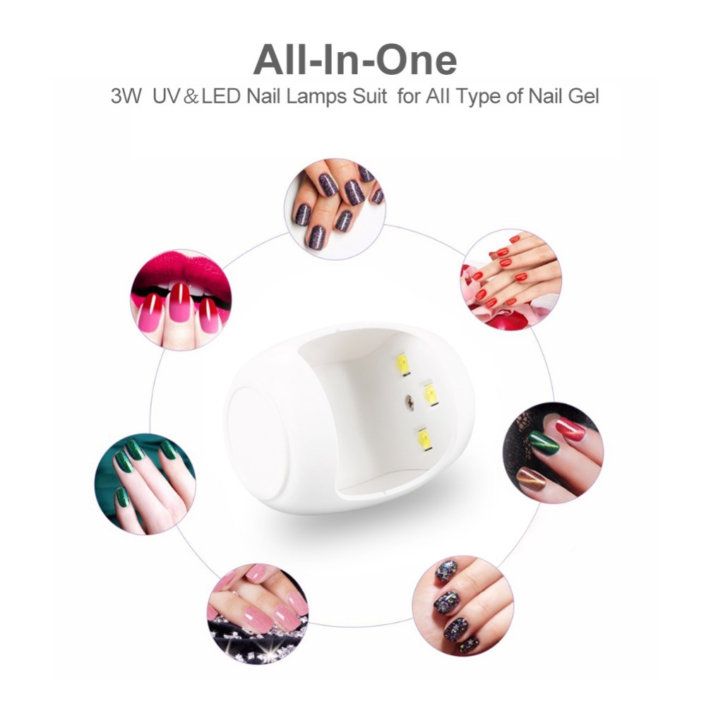 Đèn LED Hong Khô Sơn Móng Tay Gel UV 3W USB 30S Hình Quả Trứng Màu Hồng