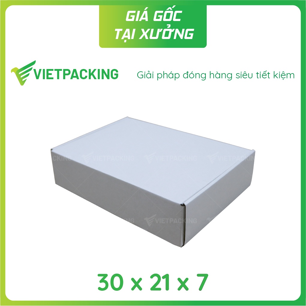 30x21x7 - 20 hộp carton nắp gài hông màu trắng đựng quần áo V182