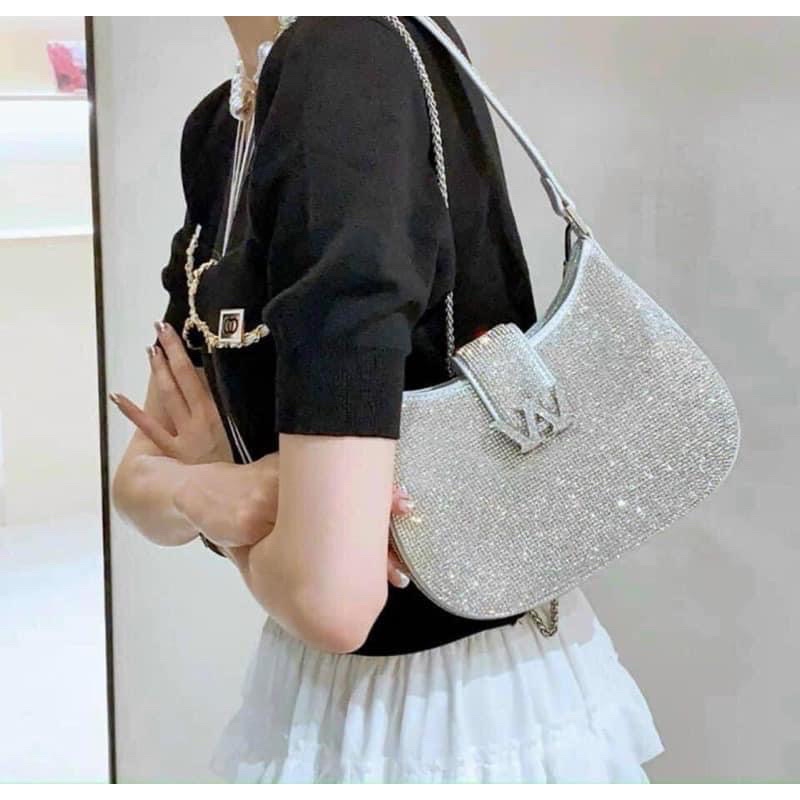 Túi kẹp nách WANG khoá W đá size mini và size 22 fullbox siêu sang hàng QC cao cấp