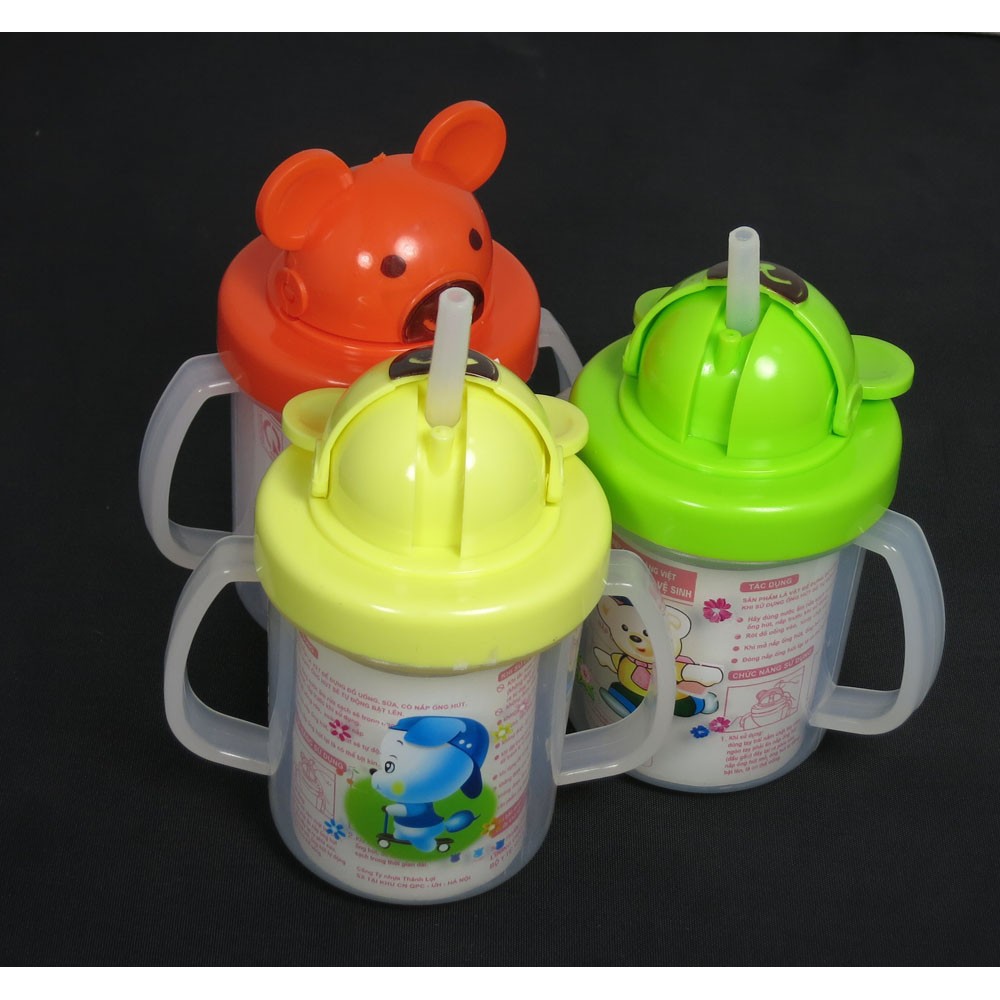 Bình uống nước, uống sữa hình gấu có ống hút cho bé [CÓ VẠCH CHIA ML] | BigBuy360 - bigbuy360.vn