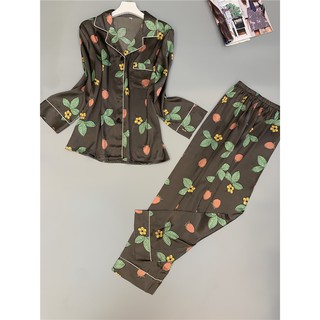 Pijama Lụa Hoa Dài Tay Cao Cấp Y34