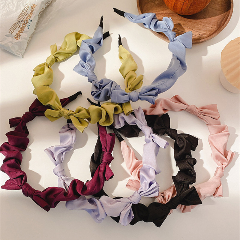 Cài tóc vải satin thắt nơ thời trang vintage thanh lịch