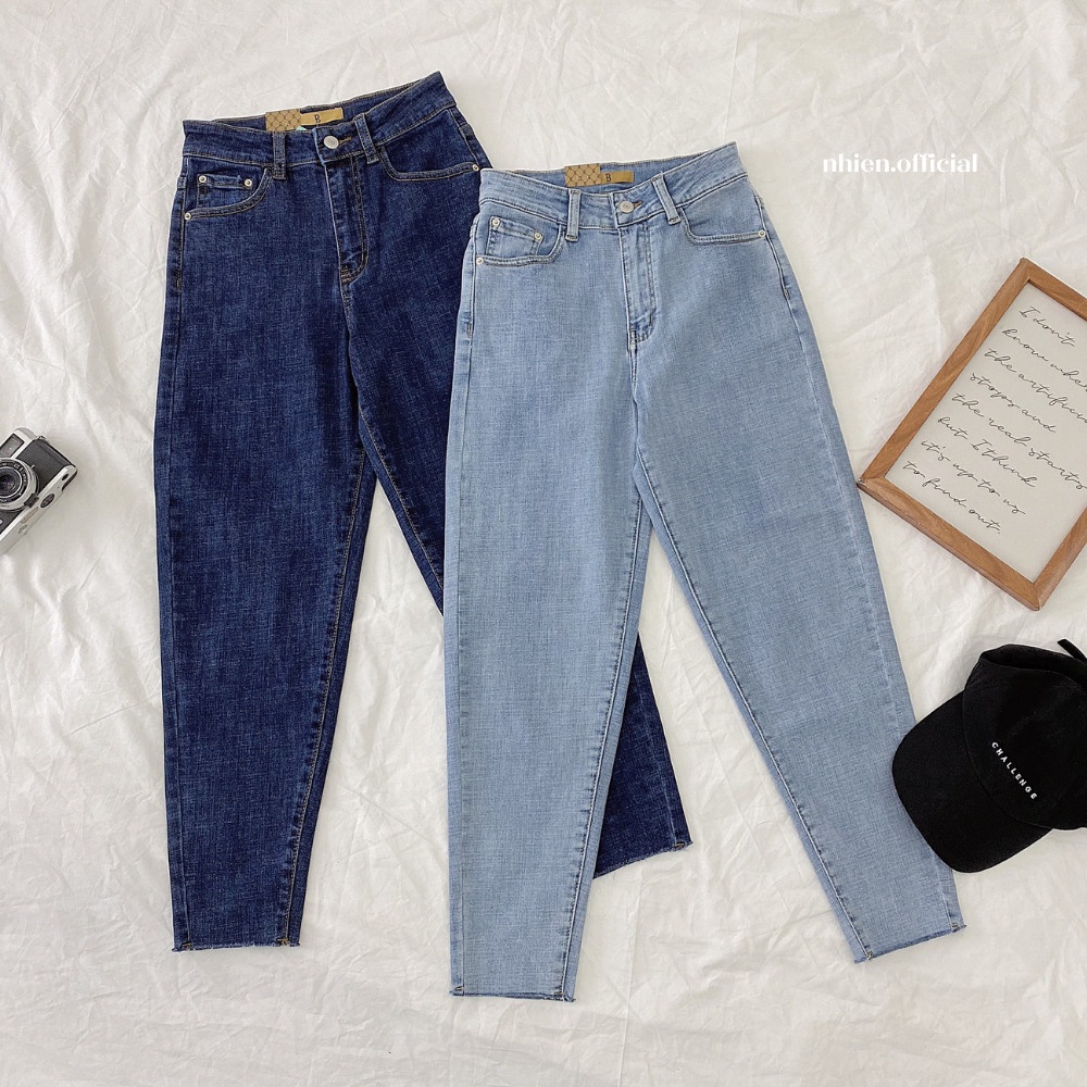 Quần jean nữ form baggy rách lai Nhienvintage_BQ7