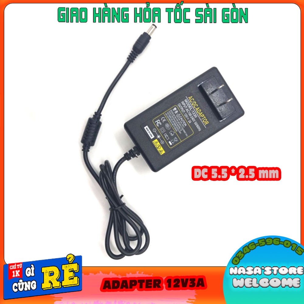 Nguồn Điện CÓC Sạc Adapter 12V/3A CHUÔI 5.5 * 2.5 mm - nguồn camera ĐÈN LED livestream live makeup trang điểm.