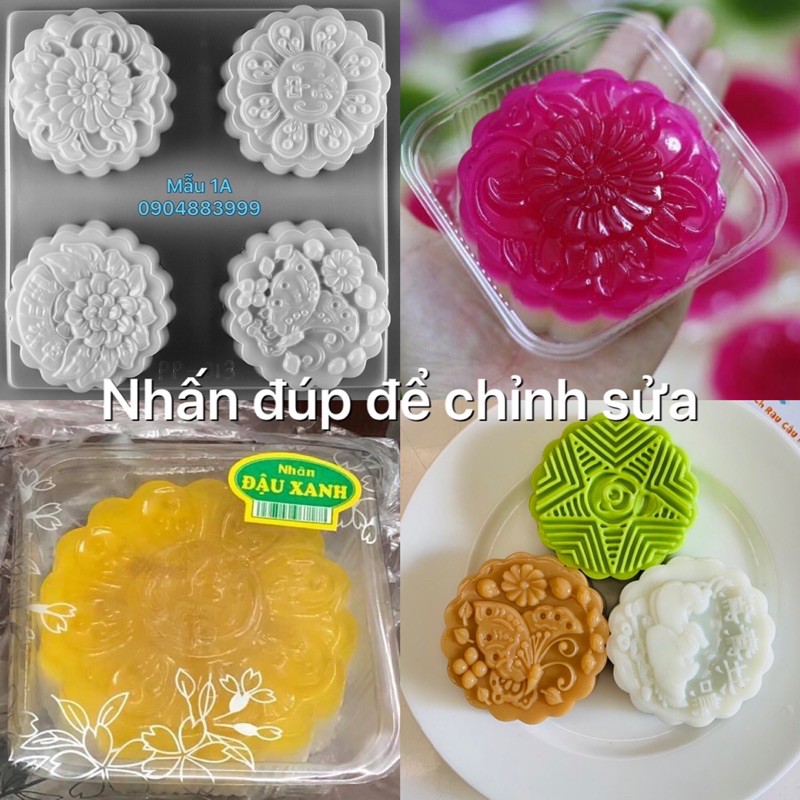 Khuôn Xôi / Khuôn Bánh Trung Thu 1 vỉ 4 Bánh chất liệu nhựa PP có 9 mẫu