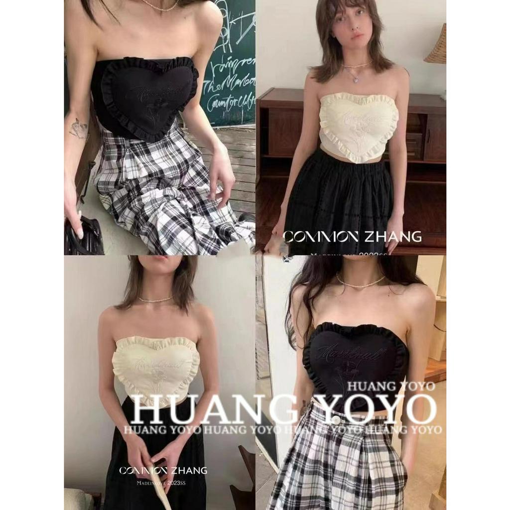 Áo Croptop Ôm Dáng Thêu Họa Tiết Trái Tim Quyến Rũ Thời Trang Mùa Hè Hàng Mới 2023