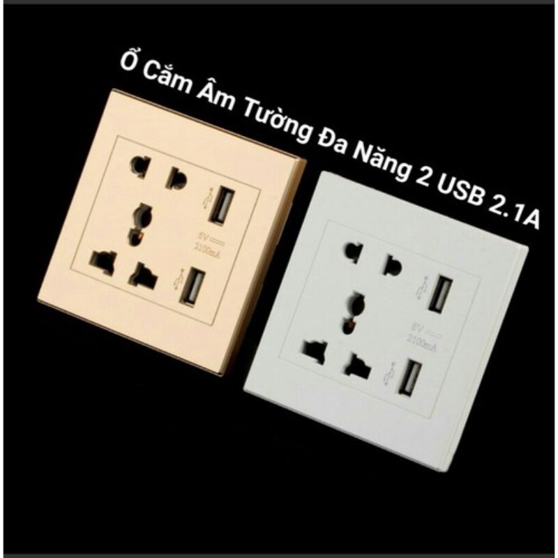 Ổ cắm âm tường hình vuông có cổng usb