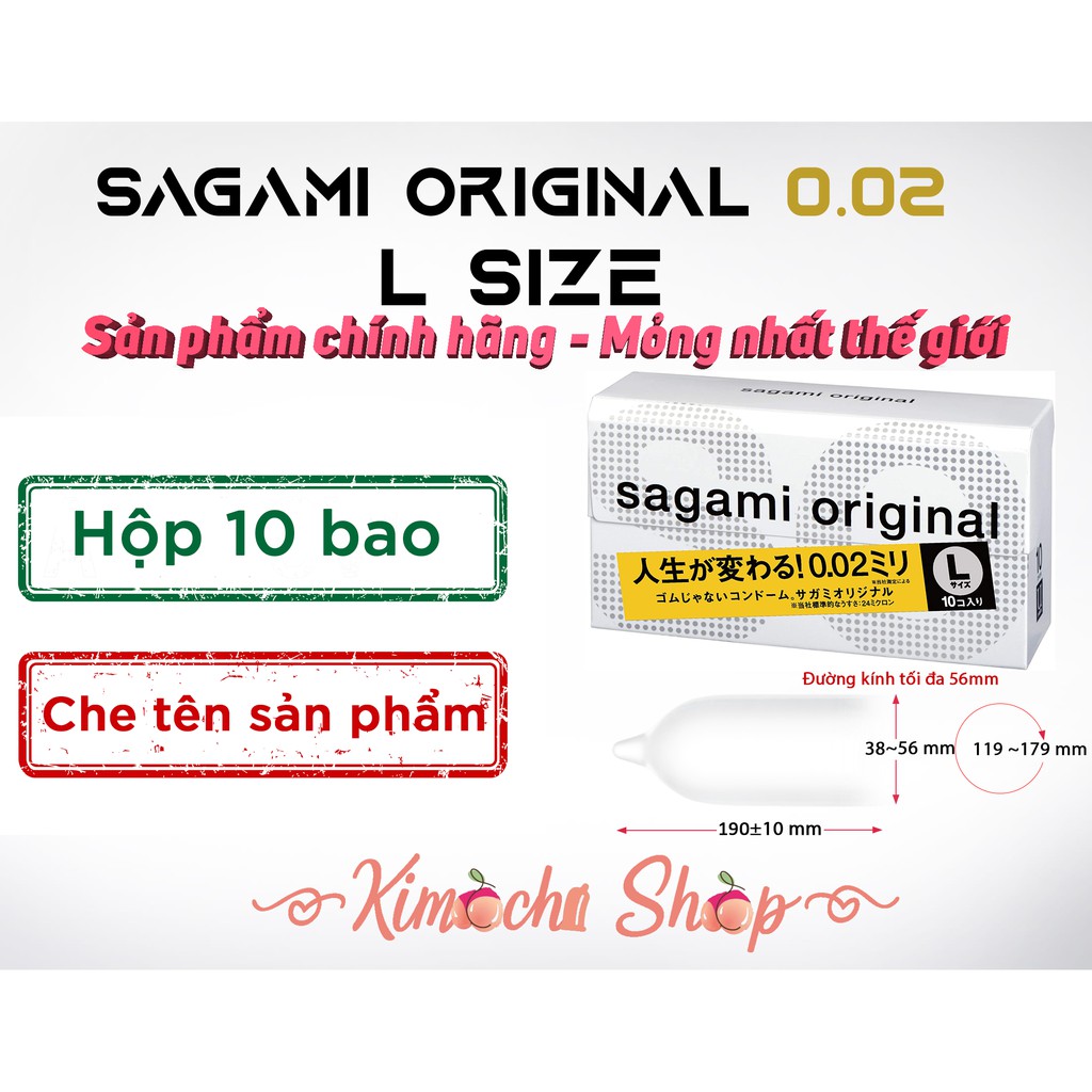 [L Size] 01 hộp bao cao su Sagami Original 0.02mm size L - 01 hộp 10 chiếc - Bao cao su Nhật chính hãng siêu mỏng