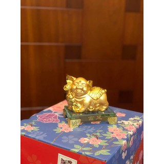 [12 con giáp]Heo vàng ôm gậy như ý đế thủy tinh[Phong thuỷ]