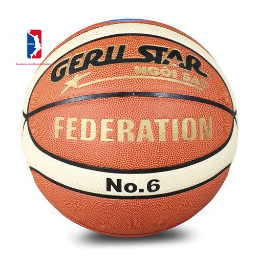 (Bảo hành 3 tháng) Banh bóng rổ da cho nữ Geru Star bản Federation- Size 6 - Tặng Bơm tay + Balo rút + Kim bơm