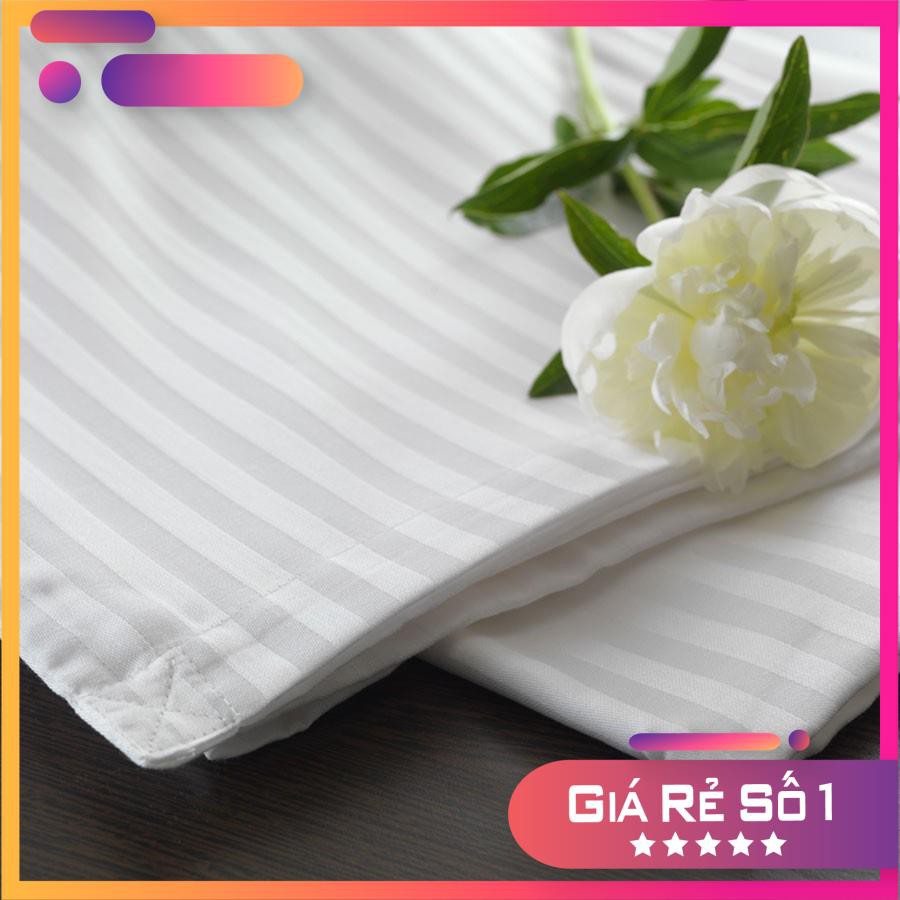 ⚡️Gía kho ⚡️ Bộ Drap Cotton Khách sạn trắng sọc 3 phân 1m/m2/m4/m6/m8 nệm 5_17cm