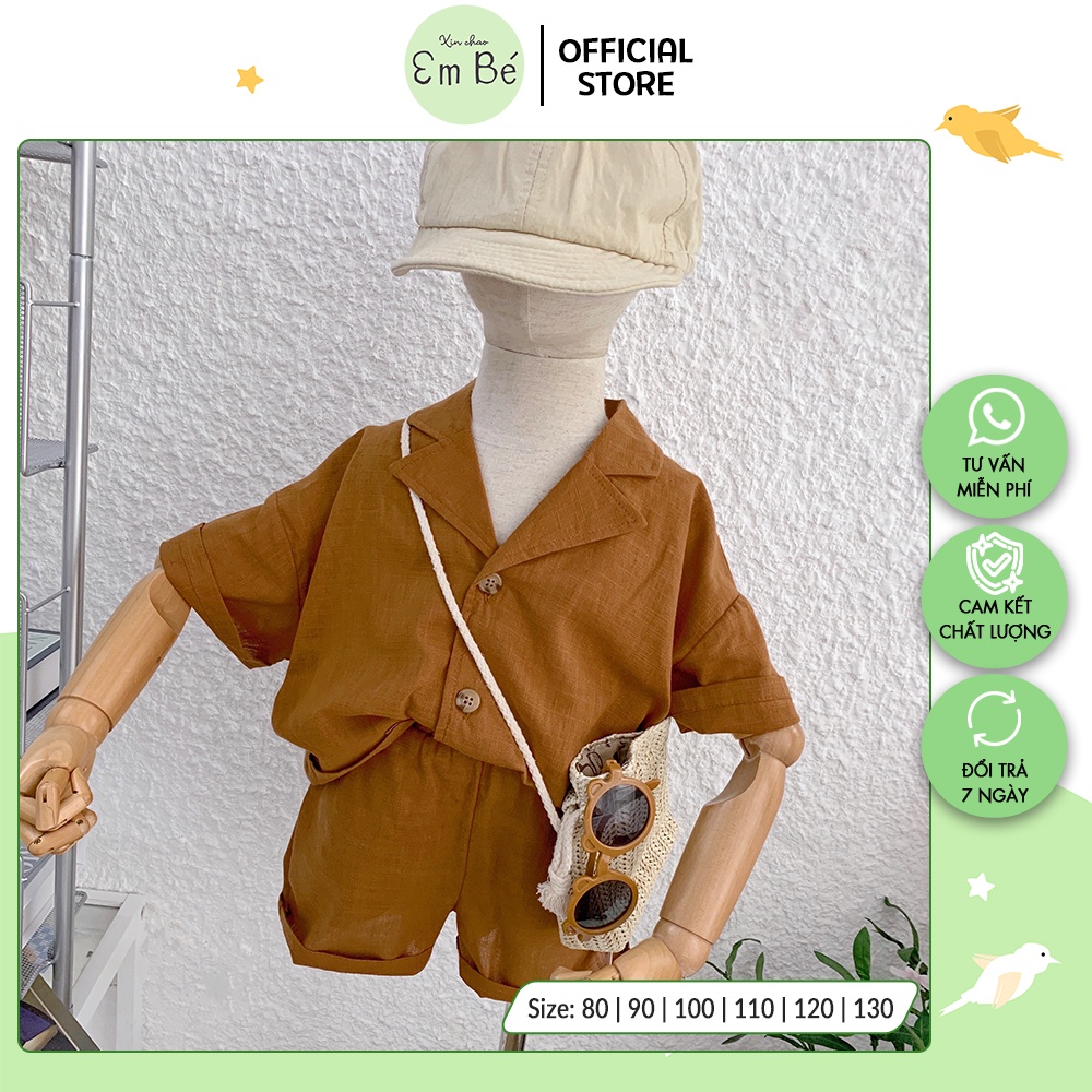 Bộ Đồ Cộc Tay Vải Đũi Hàn Mềm Mại Cho Bé TraiBé Gái Từ 1 -6 Tuổi - HV012