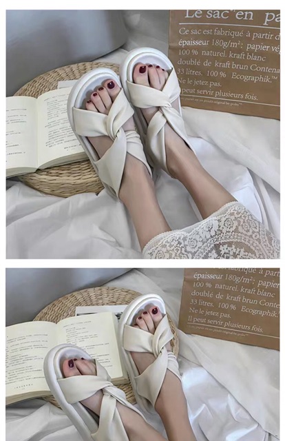 Dép da ulzzang Sandal chéo-Full size-2 ảnh thật cuối