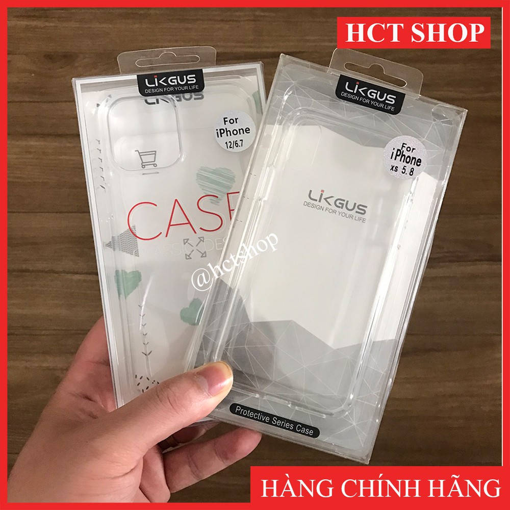 Ốp lưng Trong Suốt Lưng Kính Chính Hãng LIKGUS Cho iPhone Xsmax, 11Promax, 12Promax, 13Promax