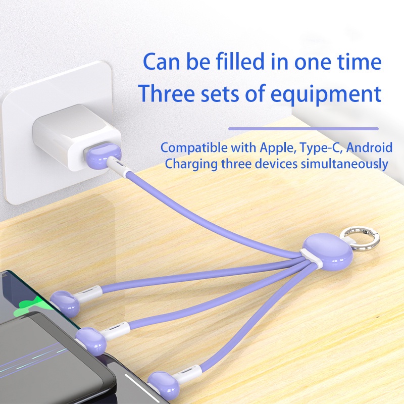 Cáp Sạc Nhanh 3 Trong 1 5V 3.4 A Micro USB Type C Cho Điện Thoại Thông Minh
