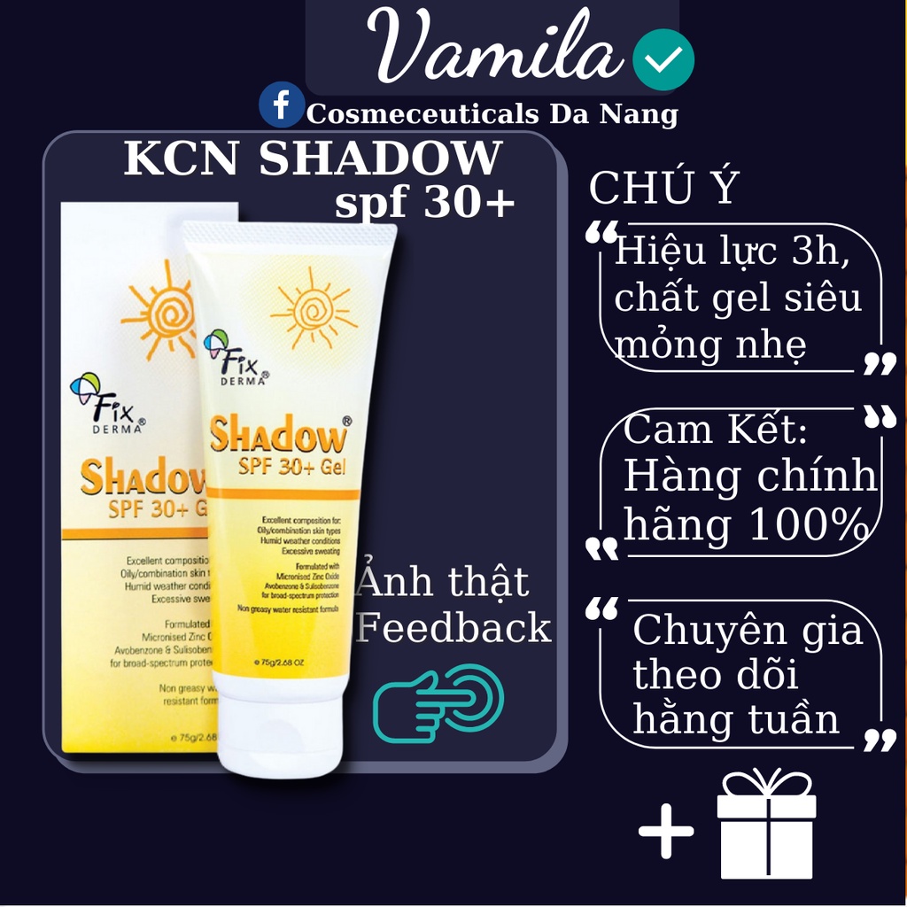 FixDerma Shadown SPF30+ 75g Kem Chống Nắng Chính Hãng Fixderma Cho Da Mặt Và Toàn Thân  - Vamila Cosmeceuticals