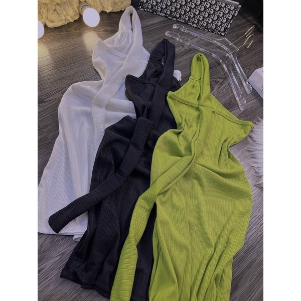 Đầm Body Gân 1 Vai , Dáng Ôm Ngắn Tôn Dáng