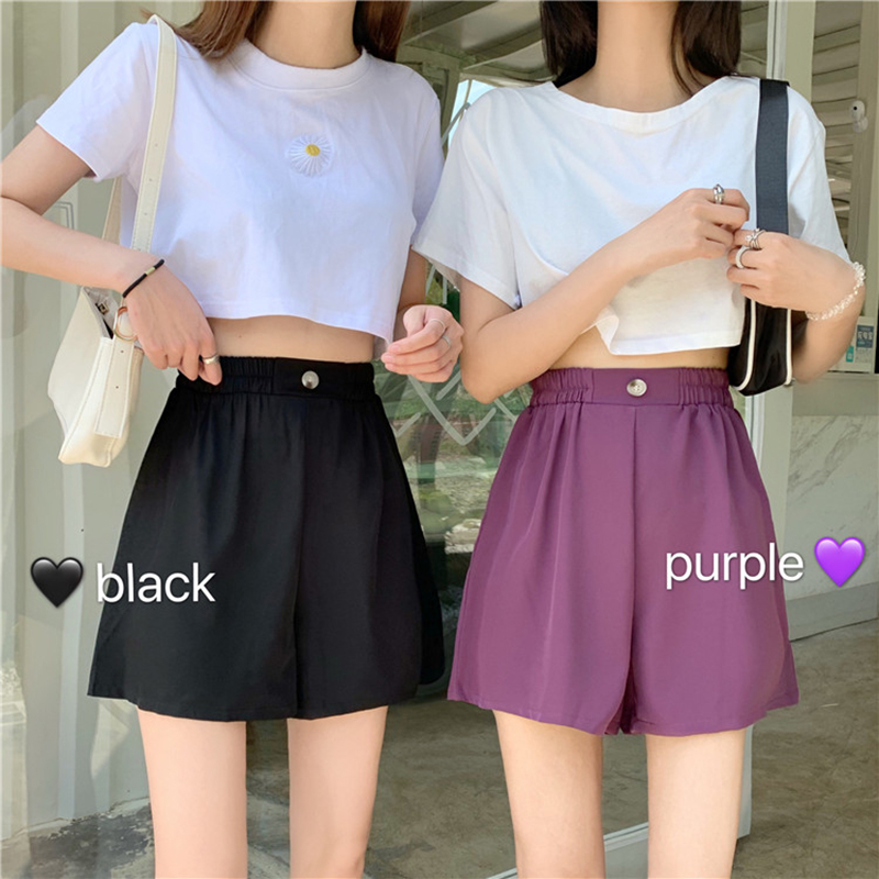 Quần Short Ống Rộng Lưng Cao Màu Trơn Thời Trang Cho Nữ | BigBuy360 - bigbuy360.vn