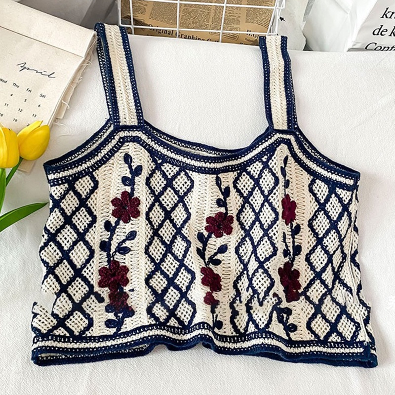 Áo Len Không Tay Họa Tiết Thêu Hoa Thời Trang Cho Nữ