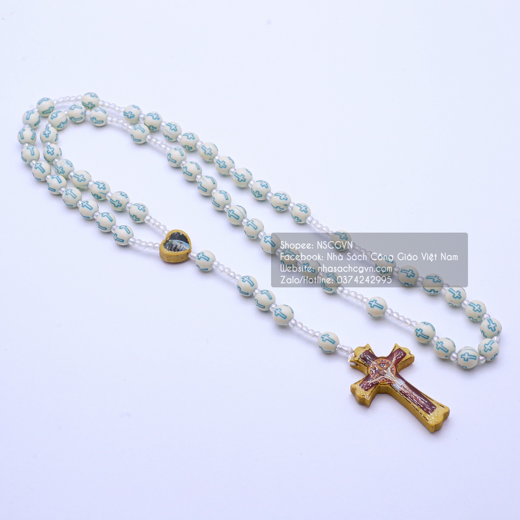 Vòng Mân Côi - Chuỗi Tràng hạt 50 thánh giá nhựa 8ly NS82 Quà tặng Công Giáo, GIÁNG SINH, Lễ quan thầy, sinh nhật