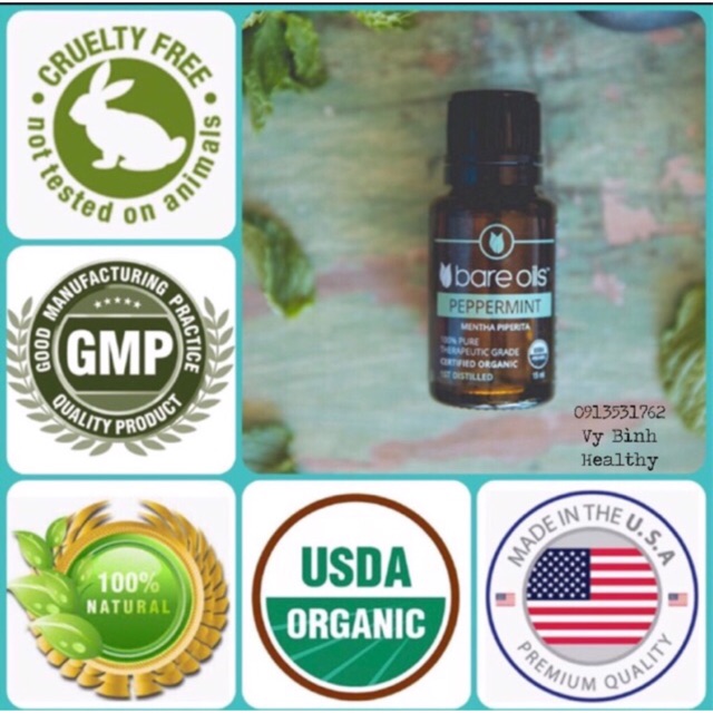 Tinh dầu PEPPERMINT BARE OIL-YORH EALTH -MADE IN USA