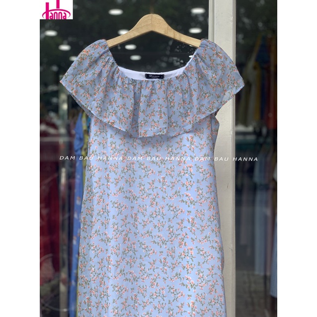 [HANNA] Đầm bầu dáng suông fom dài dễ thương cho mẹ trẻ vải voan 2 lớp mềm mát mùa hè có size 40-78kg