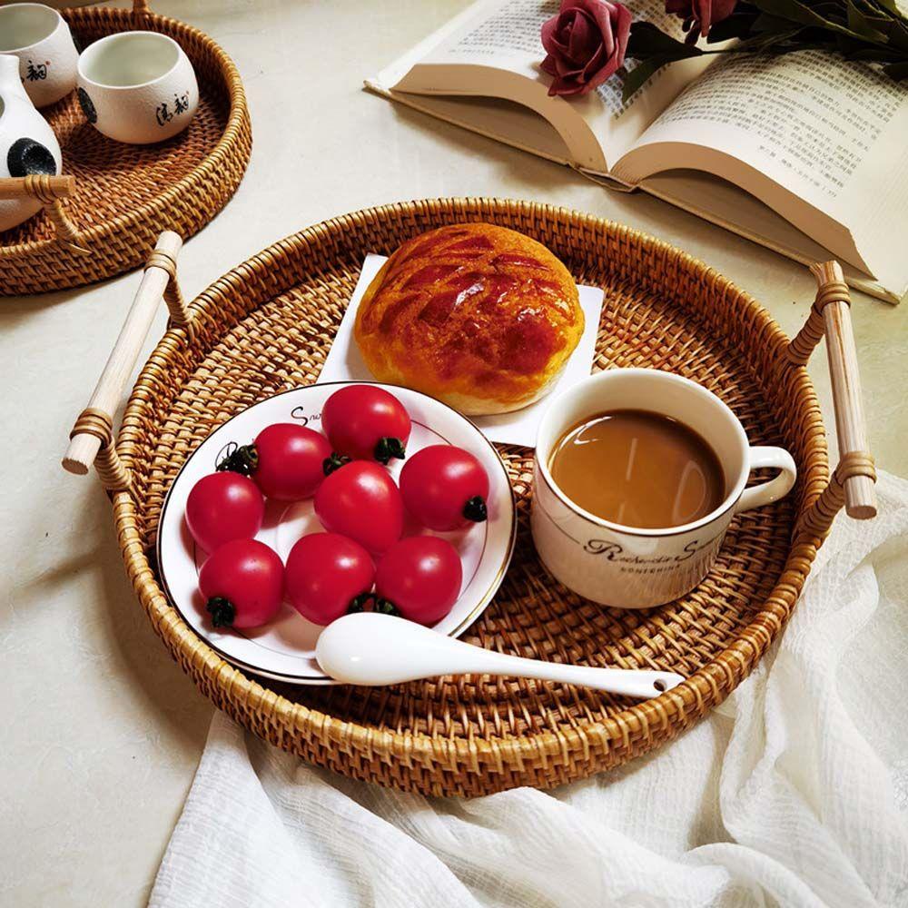 Khay Đựng Trái Cây Đan Mây Thủ Công 3 Kích Cỡ Có Tay Cầm Tiện Lợi