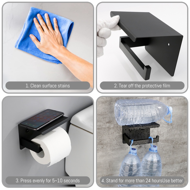 Giá Đỡ Cuộn Giấy Vệ Sinh Gắn Tường Kèm Khay Đựng Đa Năng Tiện Dụng Cho Phòng Tắm / Nhà Bếp