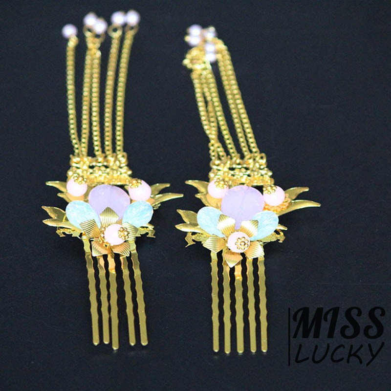 Phụ kiện tóc vàng kiểu dáng thời trang thanh tú cho cô dâu