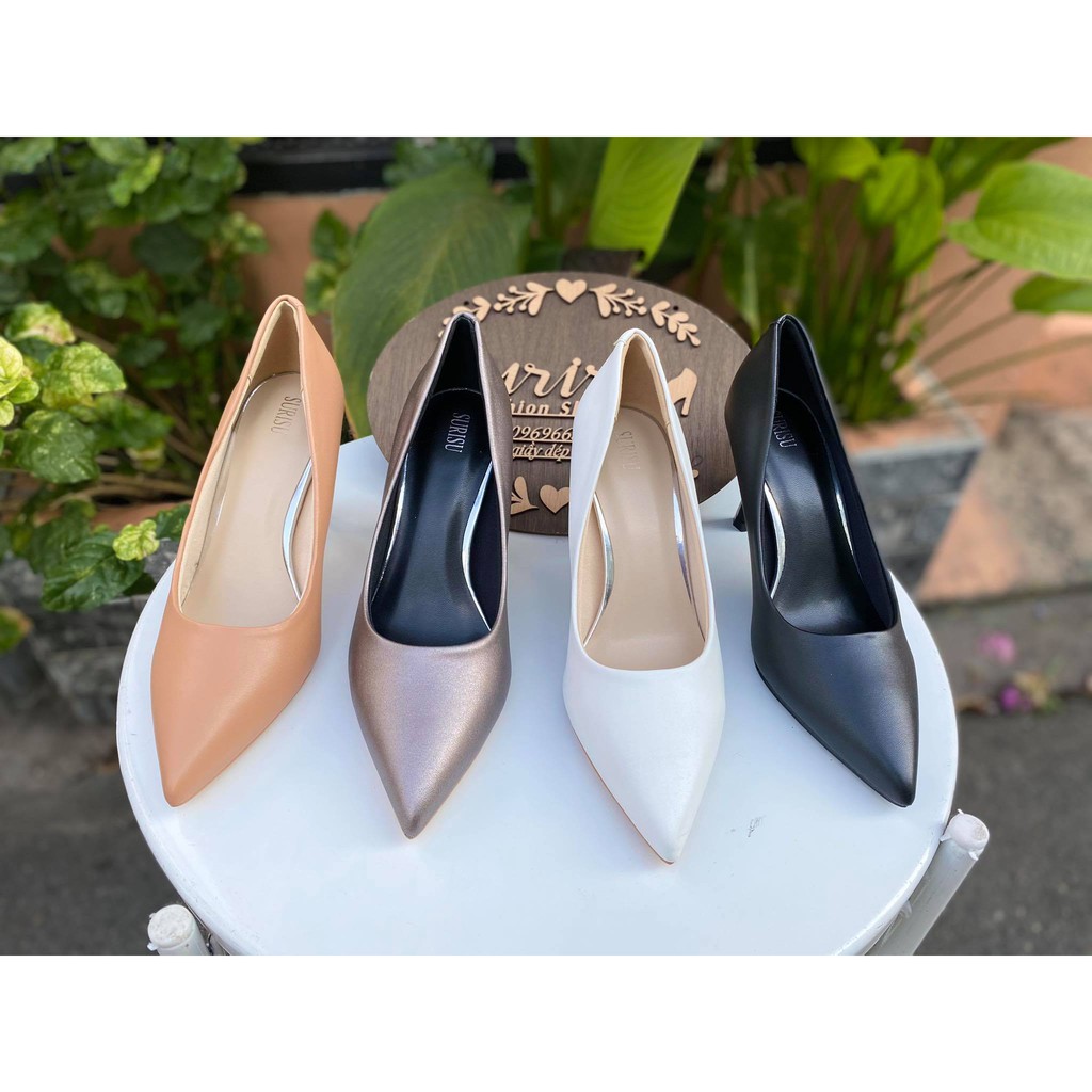 Cao gót 7cm mũi nhọn da mờ ( bộ màu mới) _ Ms: 7205